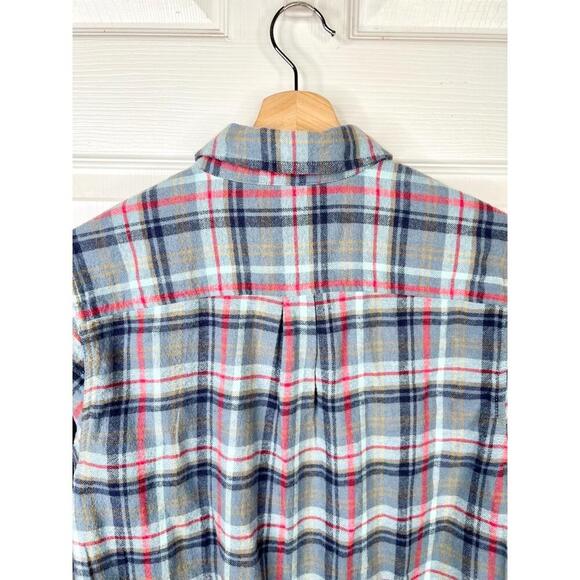 Treasure Bond Blue Plaid Button Up Flannel Shirt Two Pockets Girls XL 14/16 - Picture 5 of 11